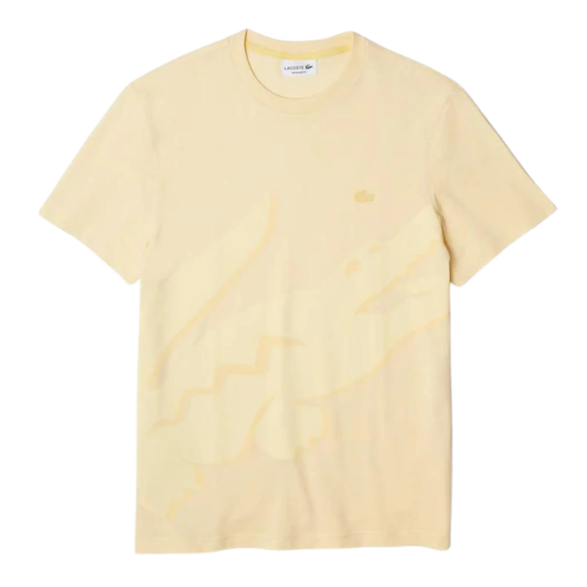 Lacoste Men's Crocodile Print Crew Neck Stretch Organic Cotton T-Shirt (Pale Yellow)