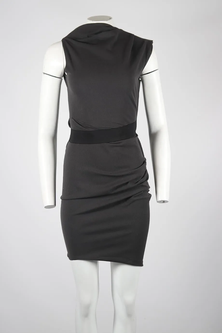 LANVIN RUCHED WOOL MINI DRESS FR 38 UK 10