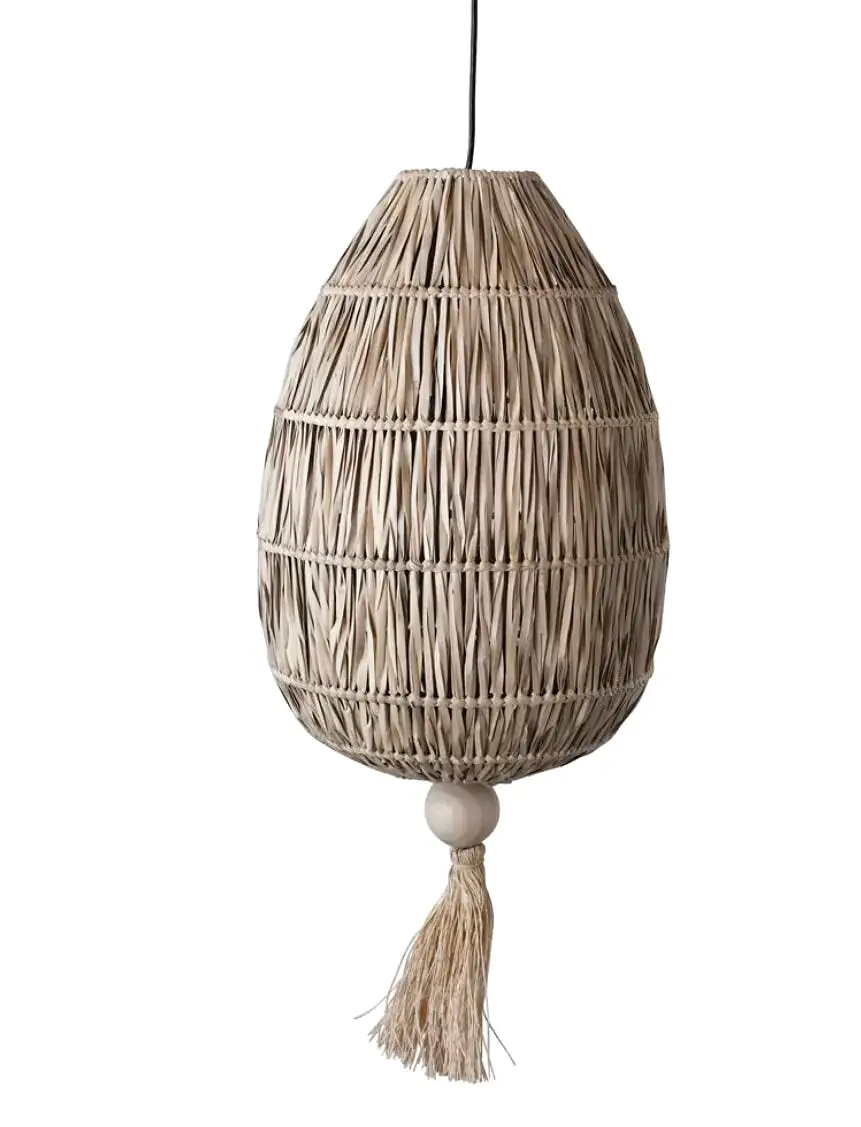 Large Hand Woven Rattan Pendant With Tassel