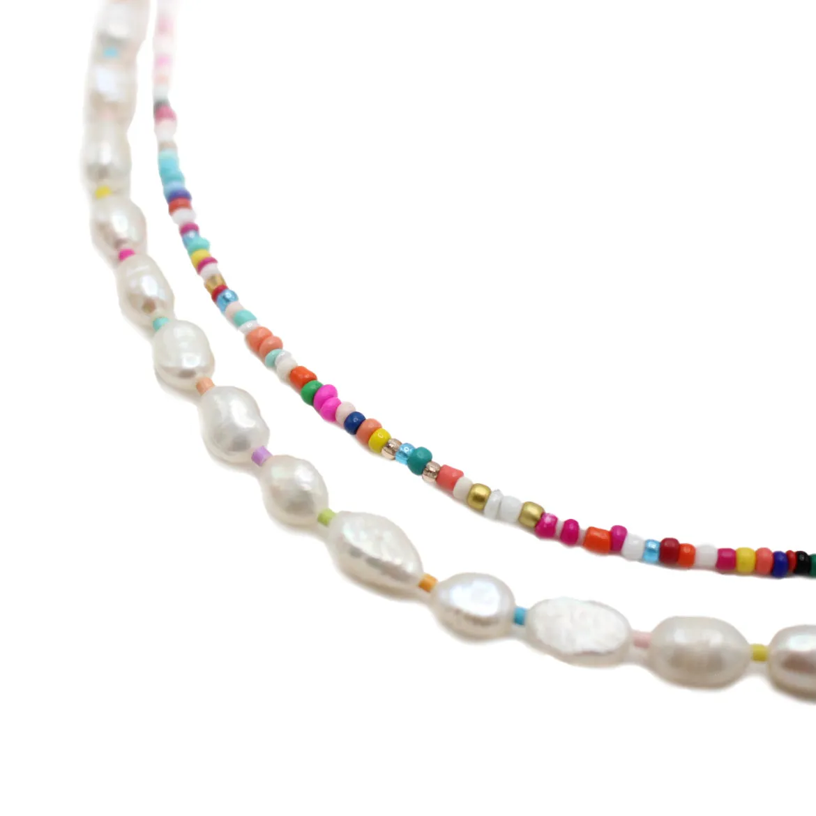 Limited Edition Major Color Double Pearl Seed Bead Strand Necklace