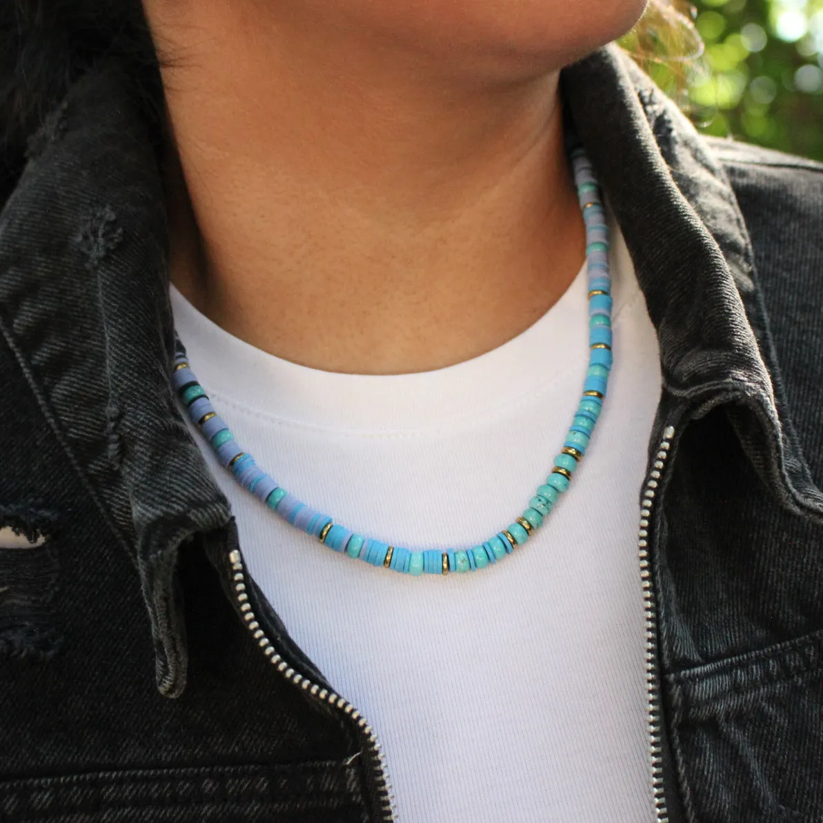 Limited Edition Major Color Turquoise Rondelle Vinyl Necklace