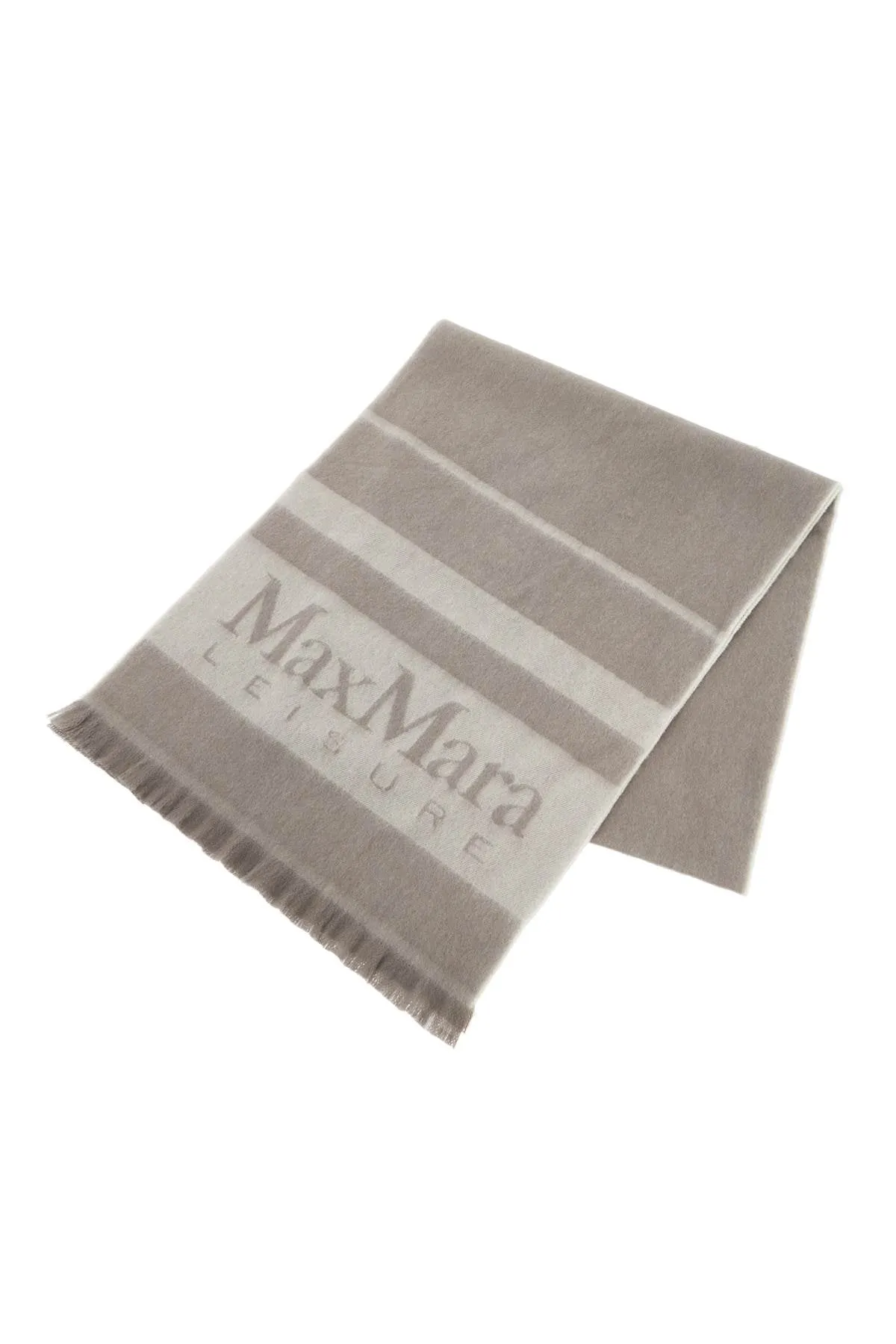 Max Mara Leisure Wool Jacquard Scarf   Neutral