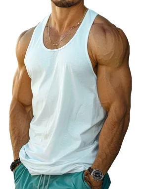 Men's Casual Solid Color Loose Round Neck Tank Top