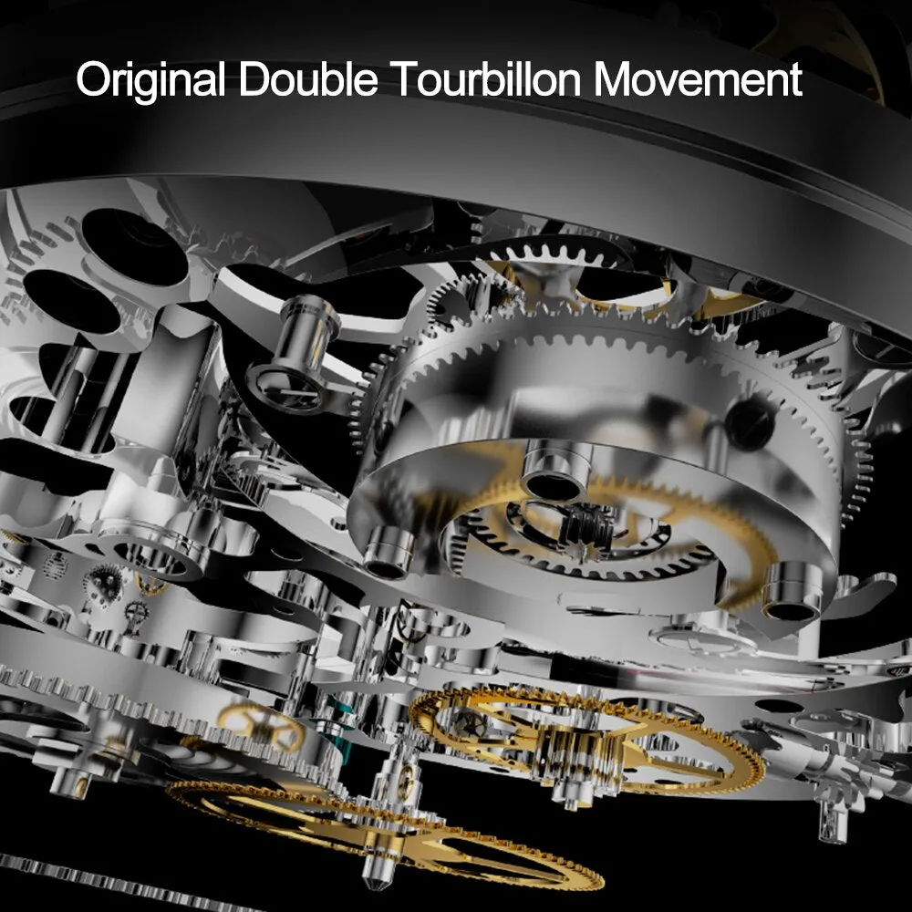 Men's Limited Edition Double Tourbillon Skeleton Mechanical Wristwatch