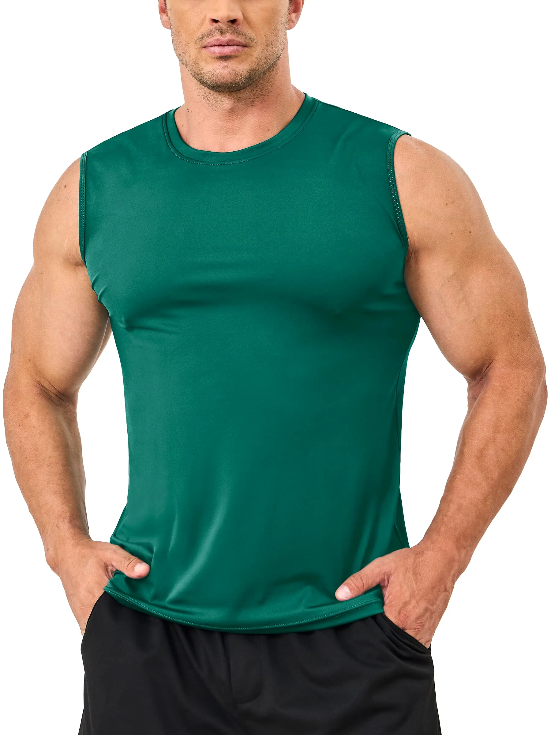 Mens Modern UPF 50+ TANK TOPS Quick Dry Sleeveless T-shirts Mens Summer Gym Fitness Running Tee Shirts Trainning tshirts Swimmin