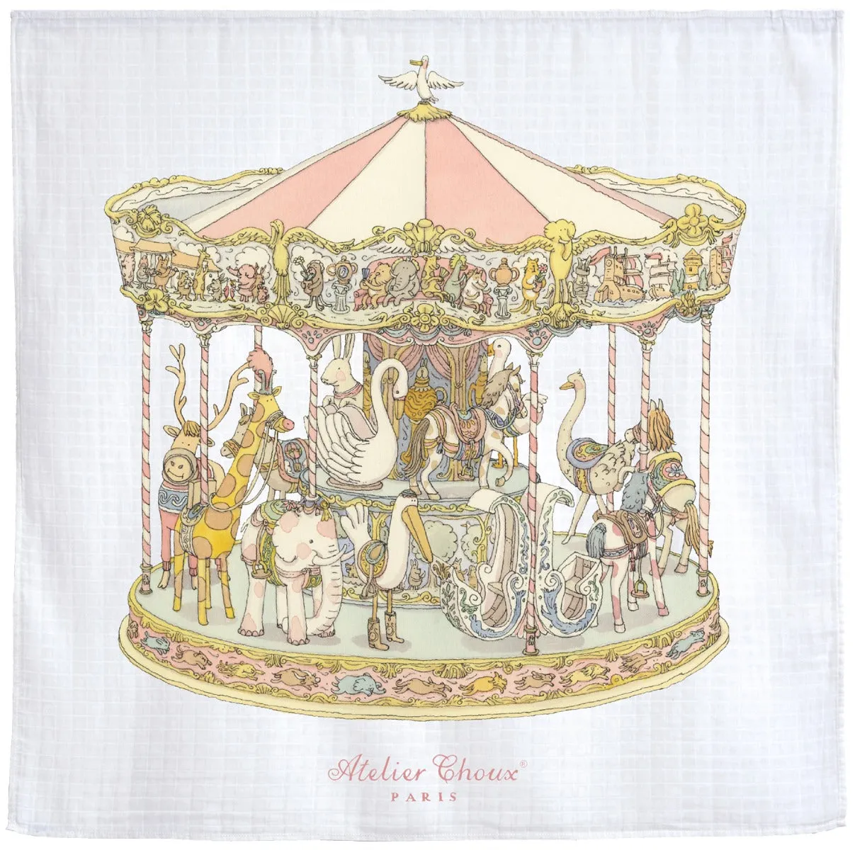 Mussola Atelier Choux Carousel Rosa Cotone