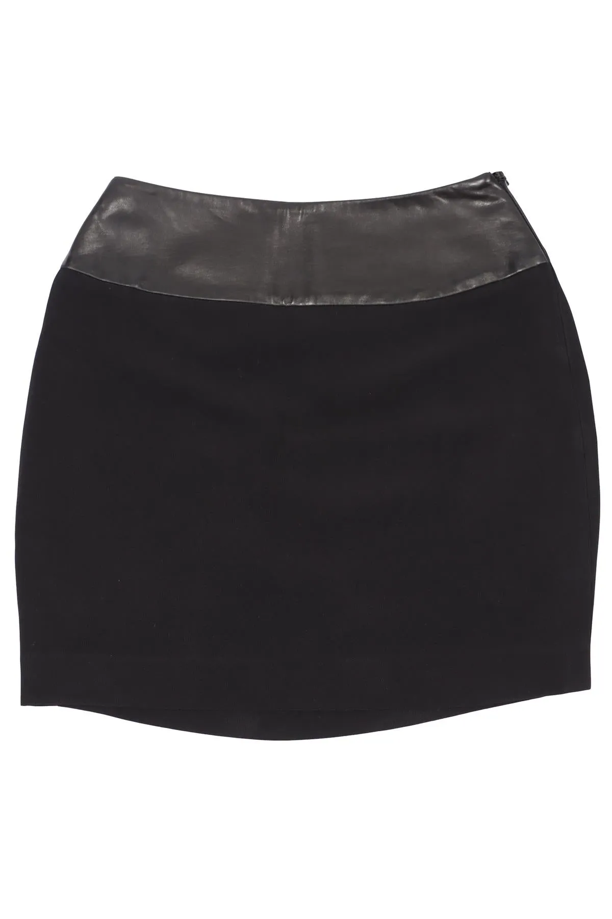 NINA RICCI CREPE AND LEATHER MINI SKIRT FR 38 UK 10