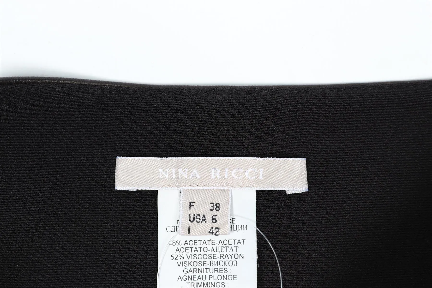 NINA RICCI CREPE AND LEATHER MINI SKIRT FR 38 UK 10