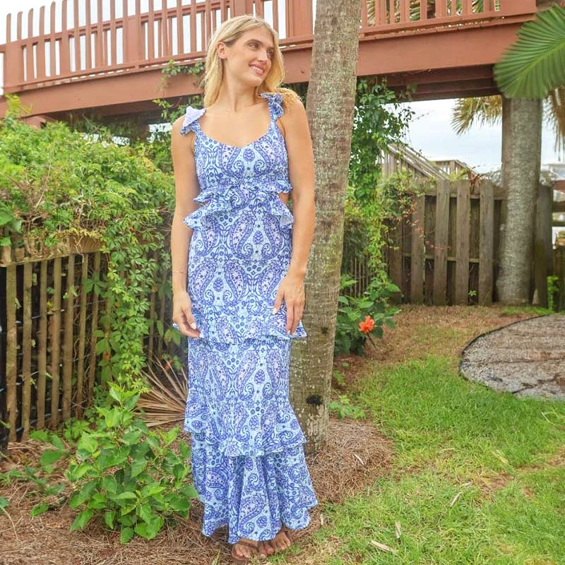 Paisley Ruffle Maxi Dress