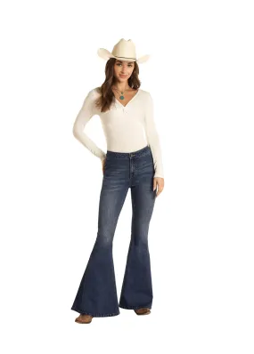 Panhandle Slim Womens Juniors Button Bell Jeans