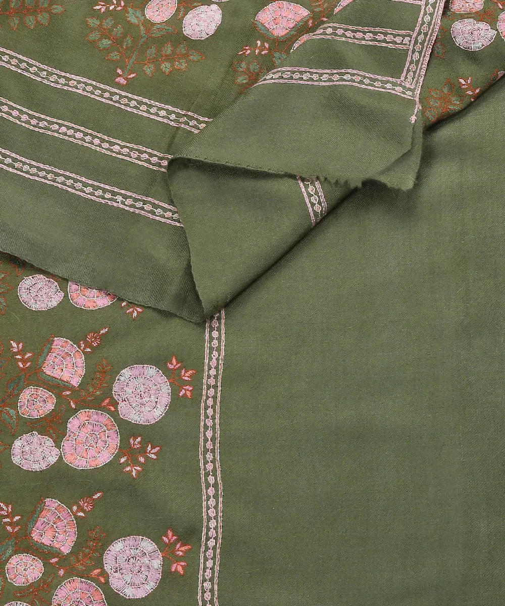 Pista Green Handwoven Pure Pashmina Shawl With Paper Mache Work