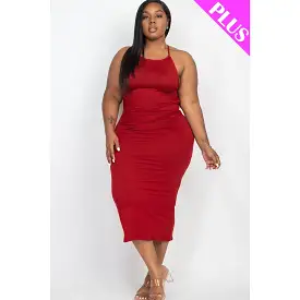 Plus Open Back Criscross Maxi Fashion Dress