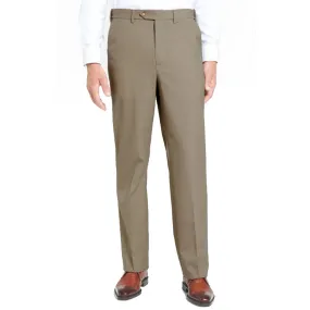 Polyester/Wool Tropical Washable Trouser in Tan (Self Sizer Plain Front - Regular & Short Rise) by Berle