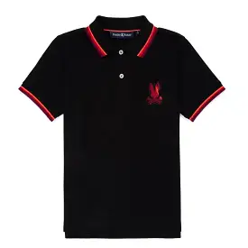 Psycho Bunny Kids Apple Valley Pique Black Polo_ B0k600a2pc-001