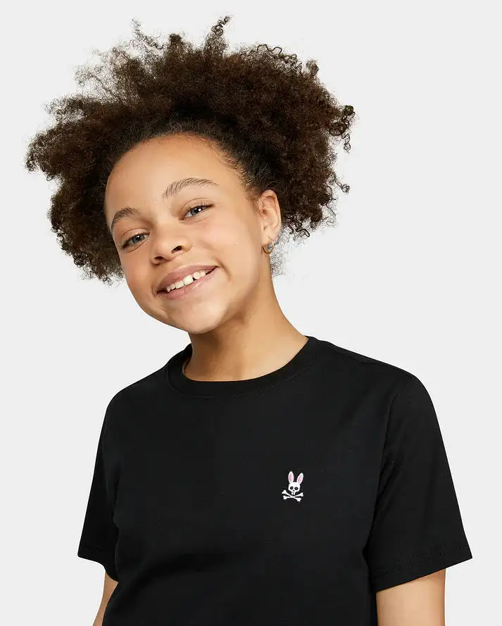 Psycho Bunny Kids Black Classic Crew Neck T-Shirt_ B0U014CRPC-001