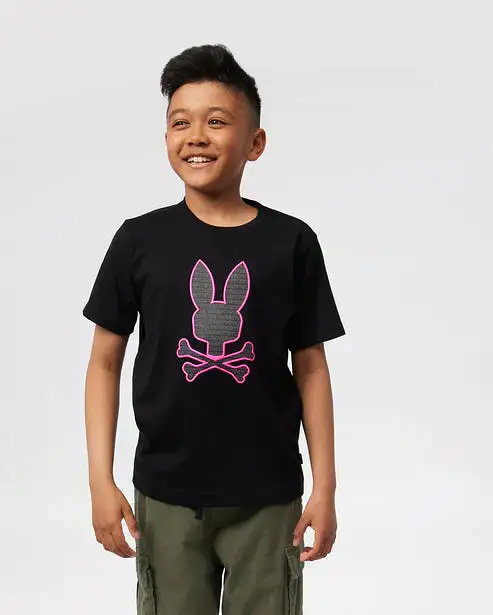 Psycho Bunny Kids Black Harvey Graphic T-Shirt_ B0U309Z1PC-001