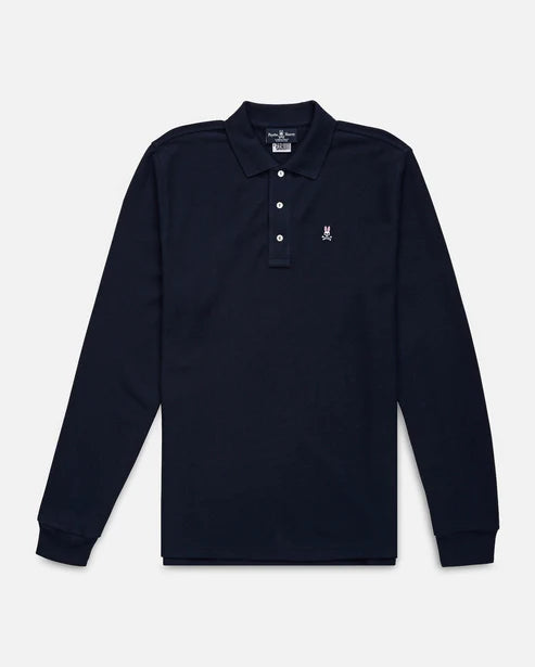 Psycho Bunny Kids Navy Classic Long Sleeve Polo_ B0M658ARPC-410