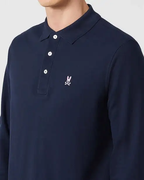 Psycho Bunny Kids Navy Classic Long Sleeve Polo_ B0M658ARPC-410