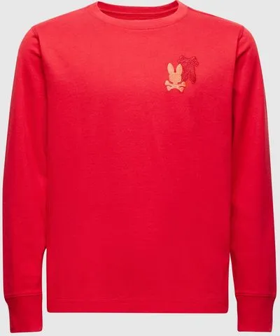 Psycho Bunny Kids Pierce Long Sleeve Back Graphic Tee 621 BRILLIANT RED 2 /