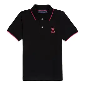 Psycho Bunny Kids Sacramento Pique Black Polo_ B0k603a2pc-001