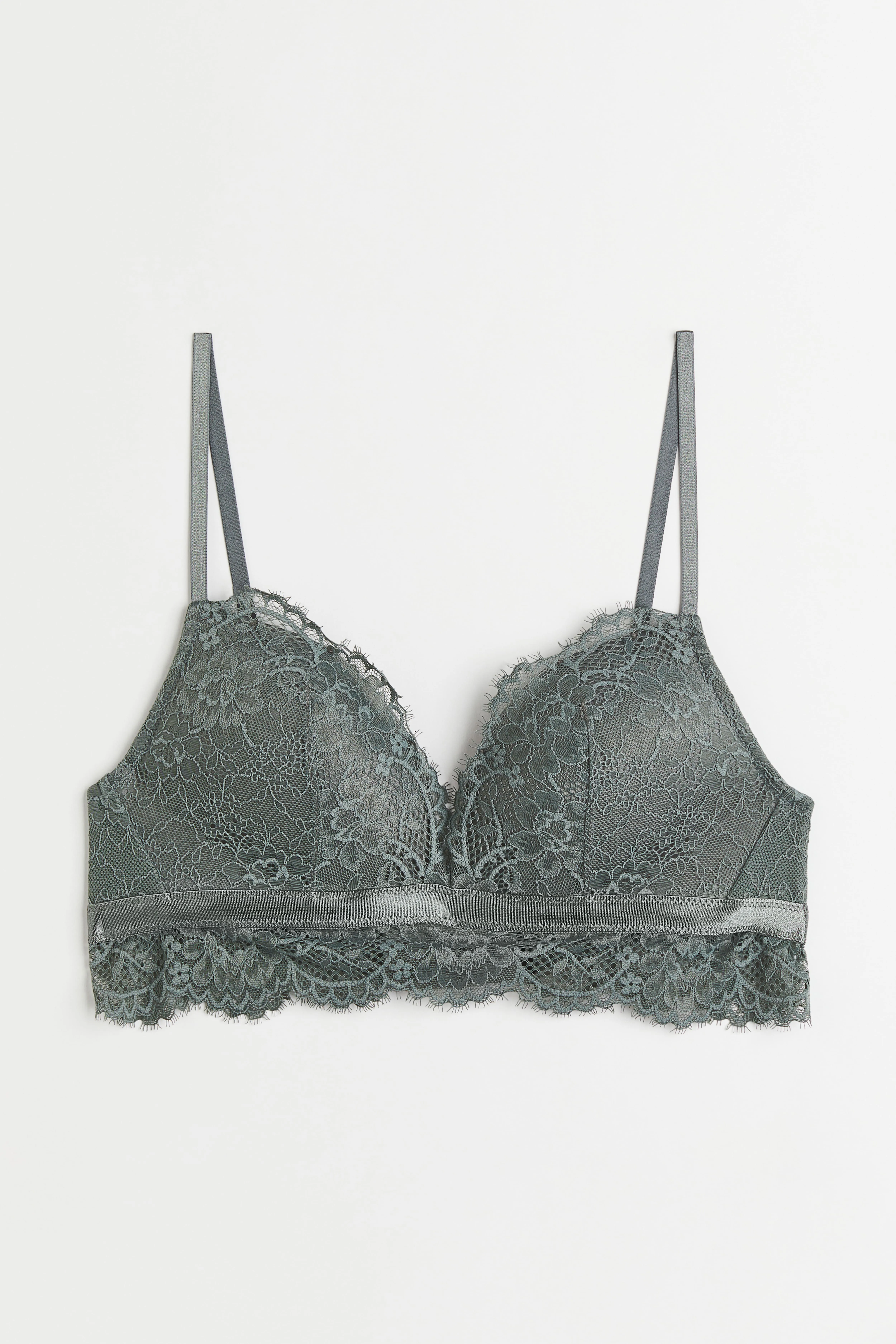 Push-up lace bralette - Sleeveless - Grey-green - Ladies | H&M GB