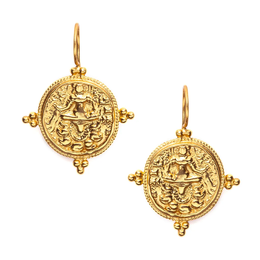 Quatro Coin Gold Earrings by Julie Vos