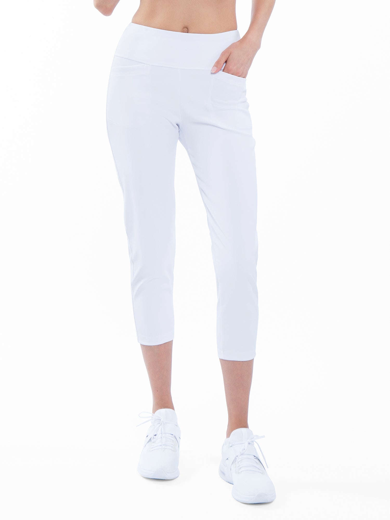 Quick Dry Women's Golf 24 Capri - White