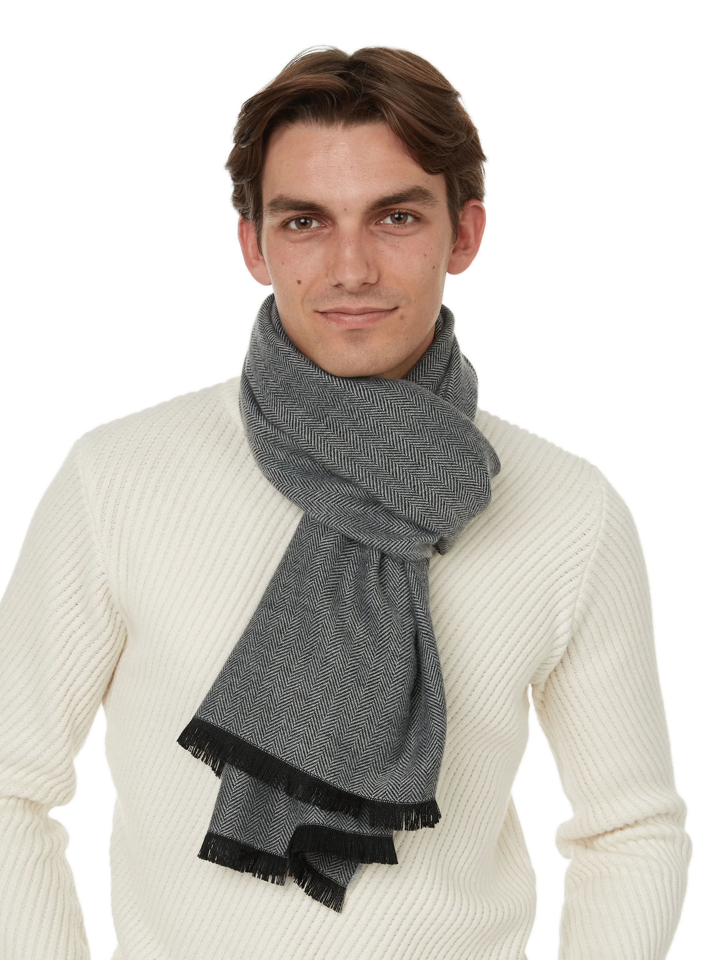 Saison 1865  Chevron scarf  - Grey