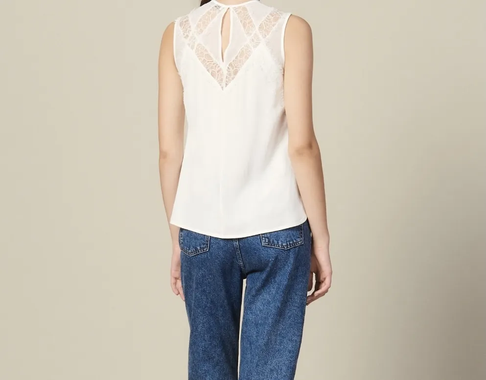 sandro  |Casual Style Blended Fabrics Sleeveless Plain Lace