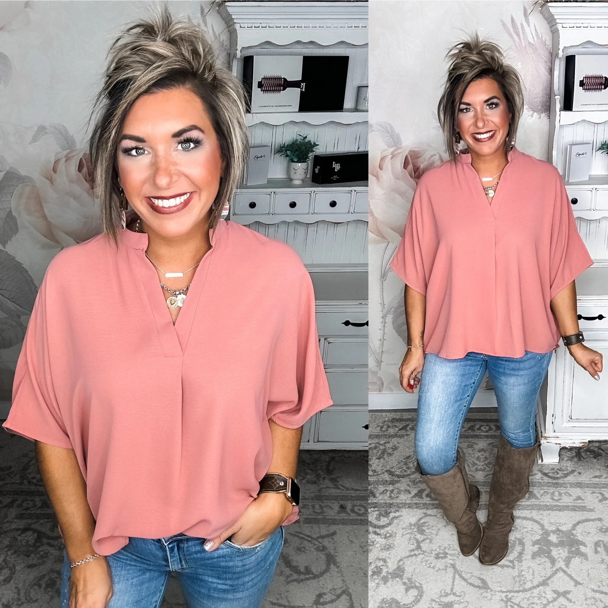 Saw the End Ruffle Back Blouse - Mauve