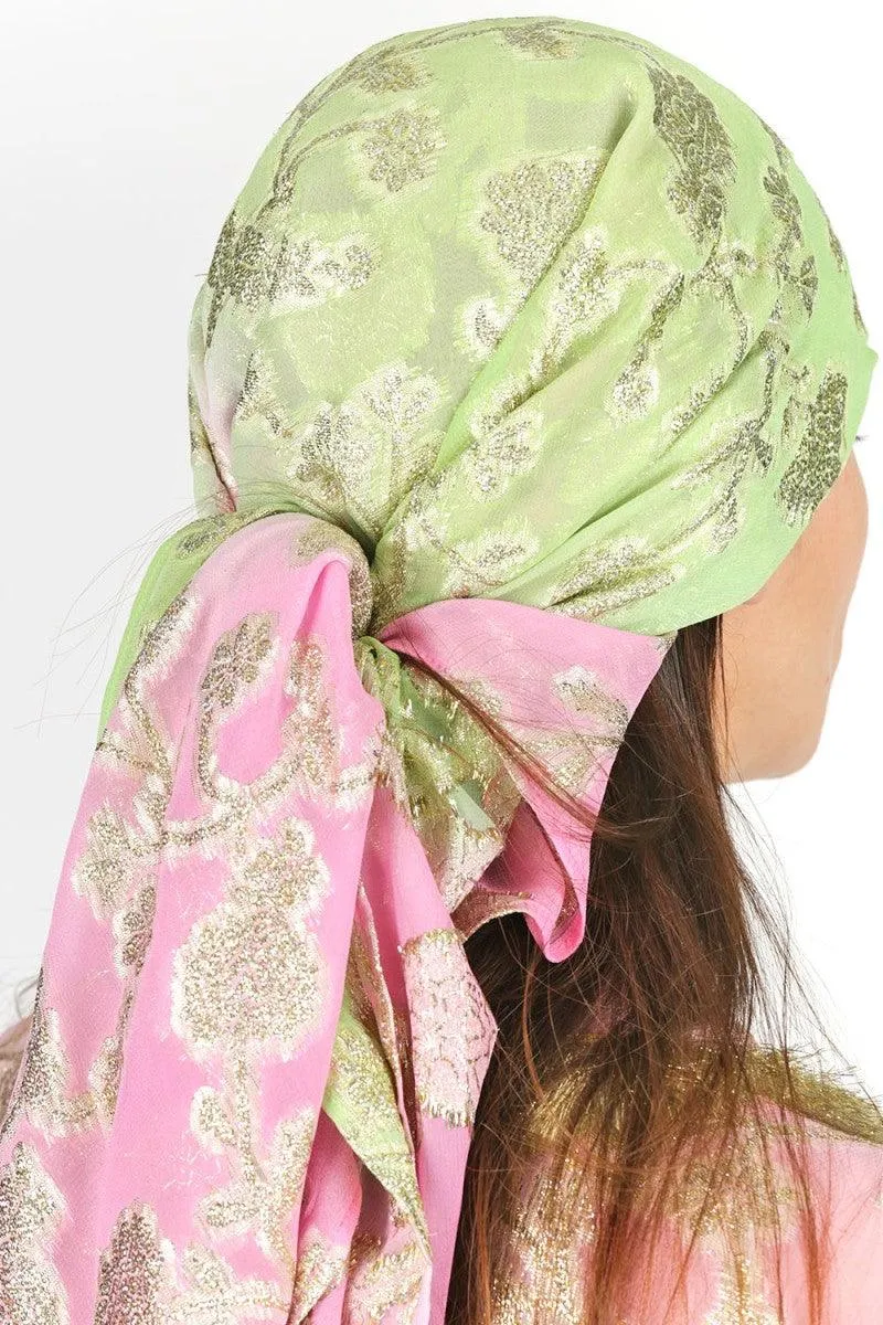 Scarf Myrtille in Ombre Pink & Green