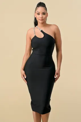 Sd390022 Sleeveless Side Lace Detail Bandage Dress