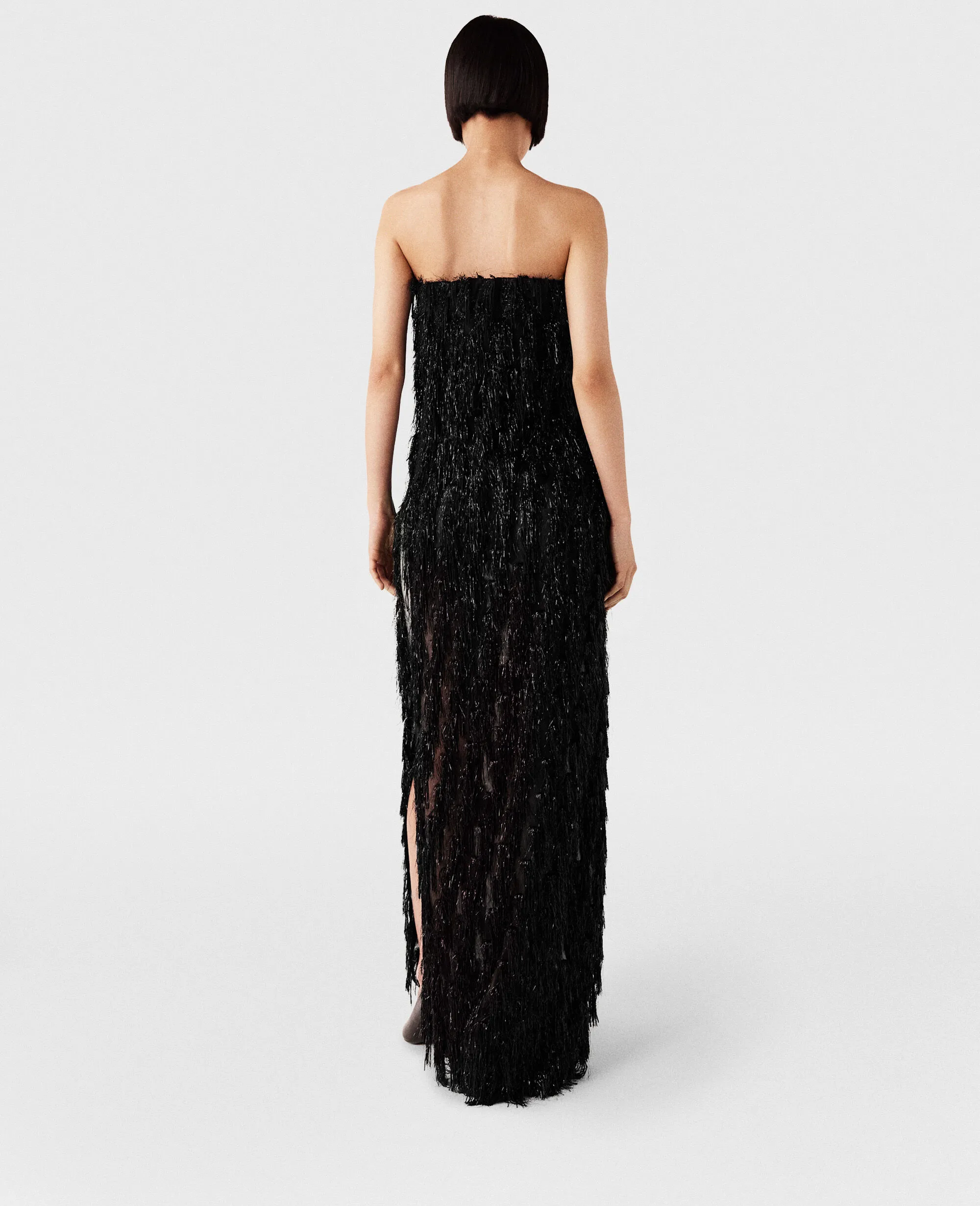 Sleeveless Glitter Tassel Maxi Dress