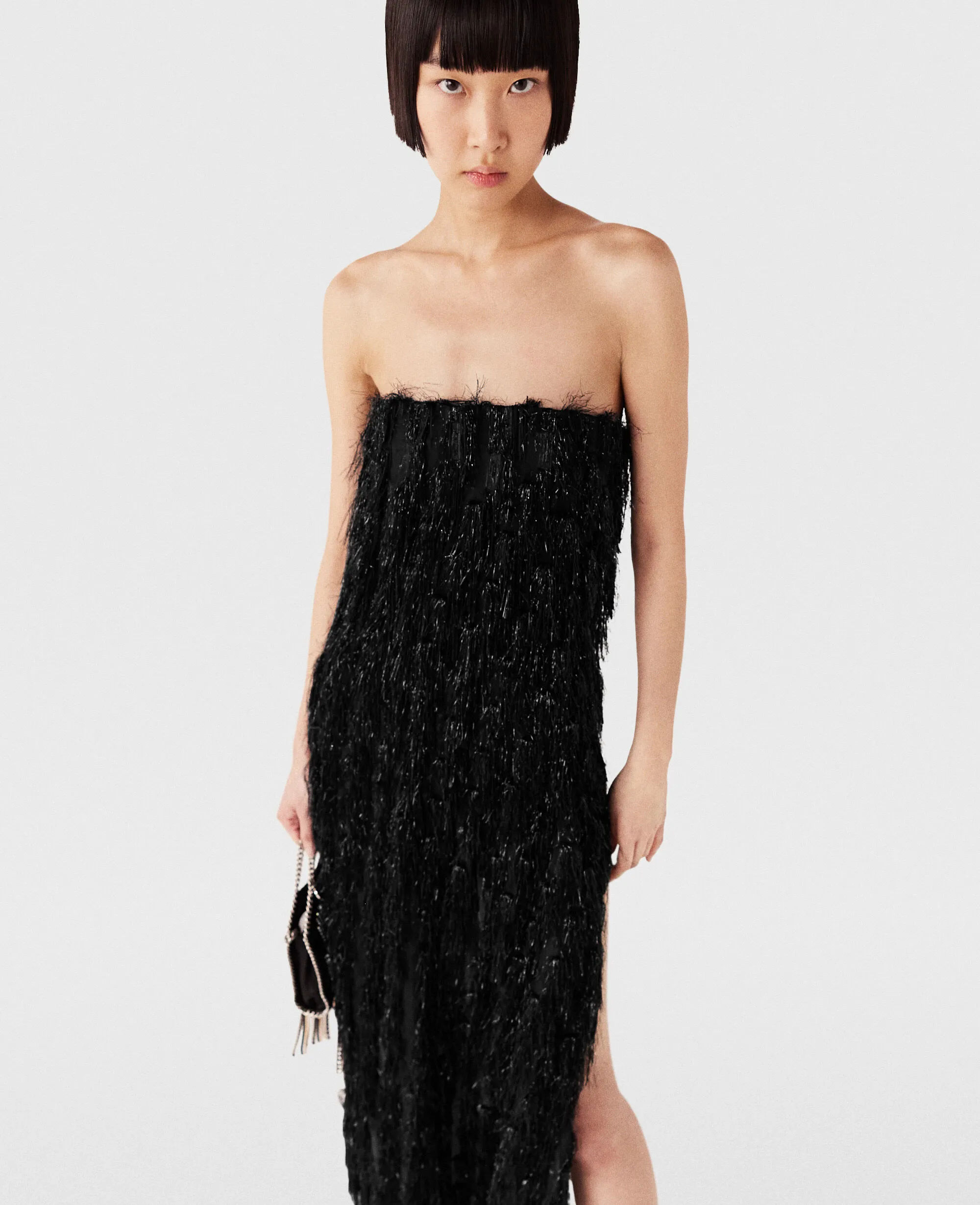 Sleeveless Glitter Tassel Maxi Dress