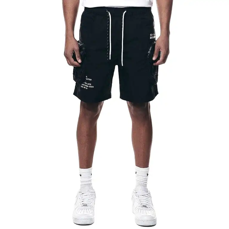 Smoke Rise Printed Nylon Utility Short (Black) WS23182