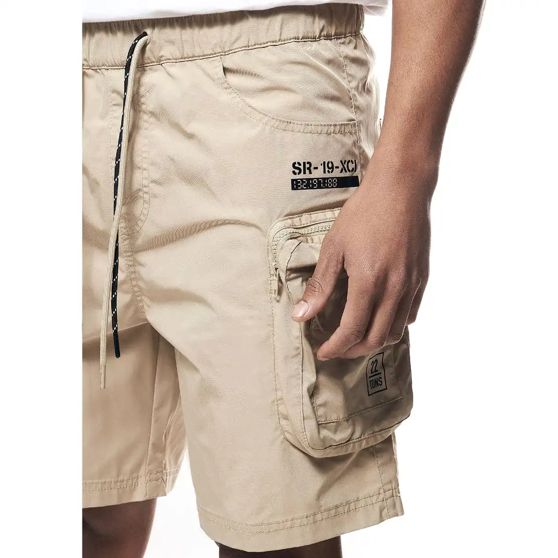 Smoke Rise Printed Nylon Utility Short (Khaki) WS23182