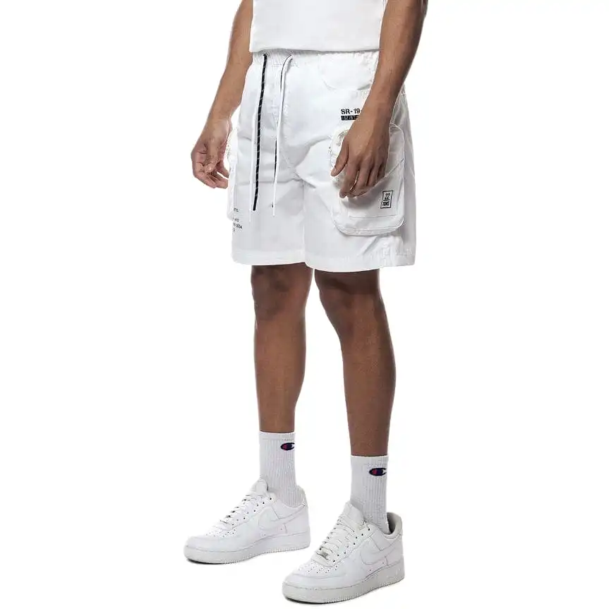 Smoke Rise Printed Nylon Utility Short (White) WS23182