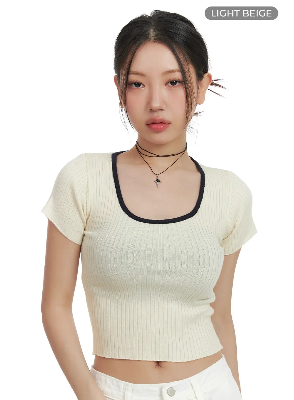 Solid U Neck Crop Top OA416