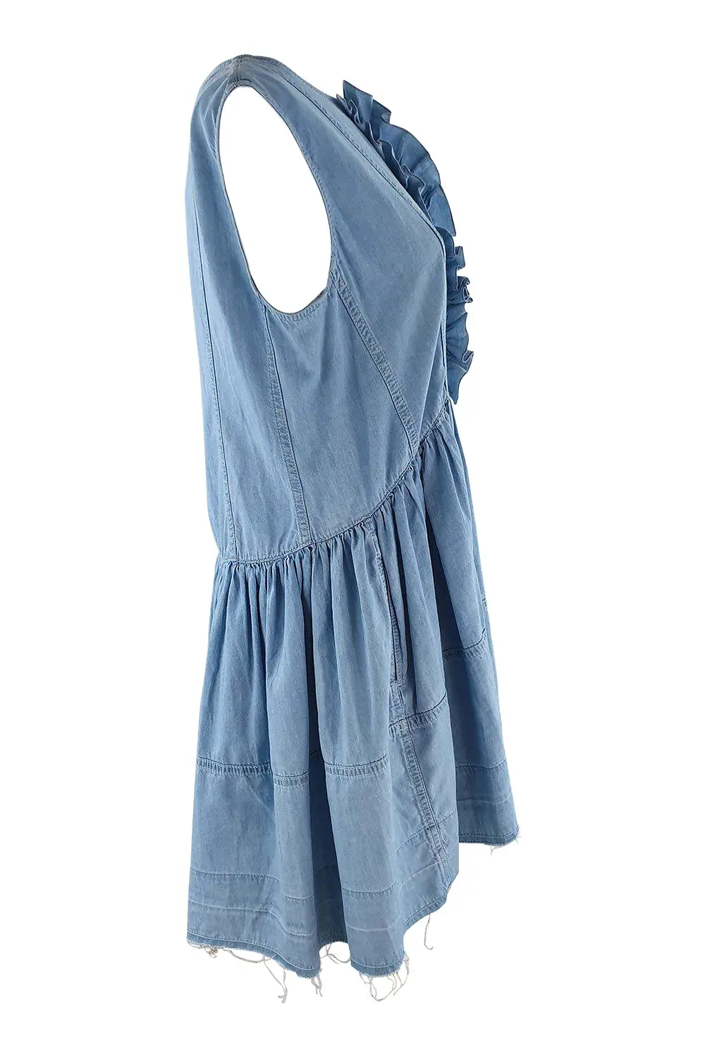 SONIA RYKIEL Blue Chambray Baby Doll Mini Dress (38)