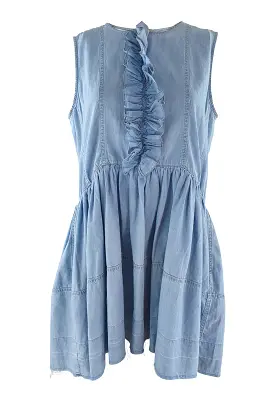 SONIA RYKIEL Blue Chambray Baby Doll Mini Dress (38)