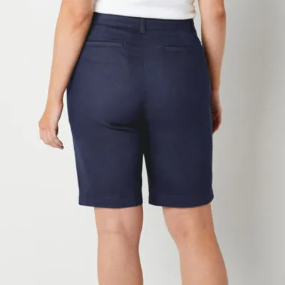 St. John's Bay Womens Mid Rise Chino Short-Tall