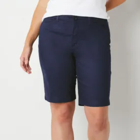 St. John's Bay Womens Mid Rise Chino Short-Tall