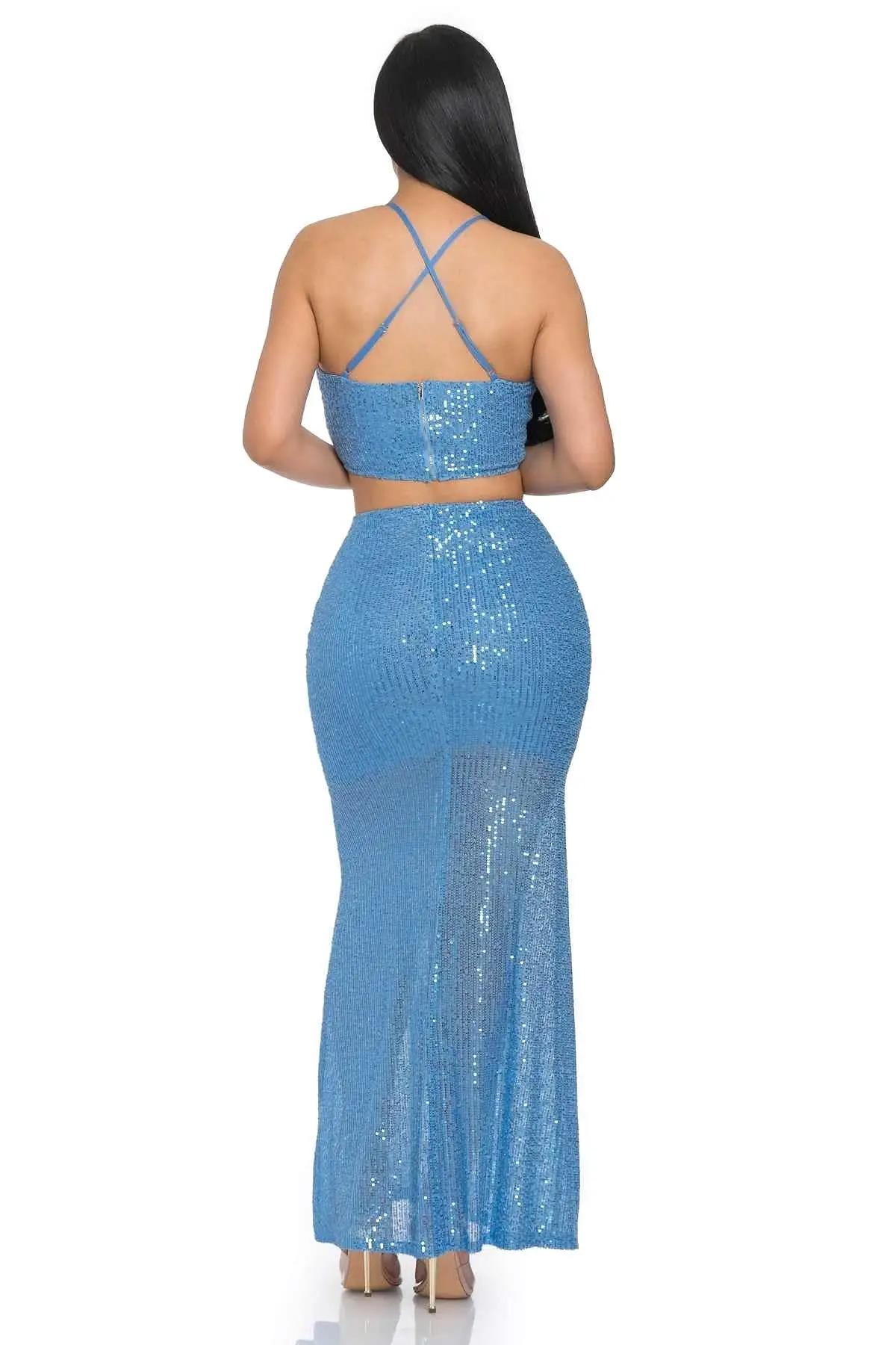 Sxy Back Sequin Maxi Dress