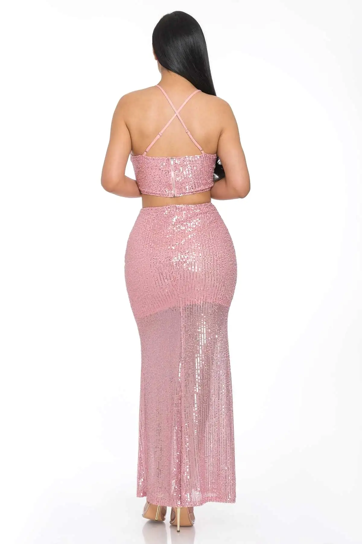 Sxy Back Sequin Maxi Dress