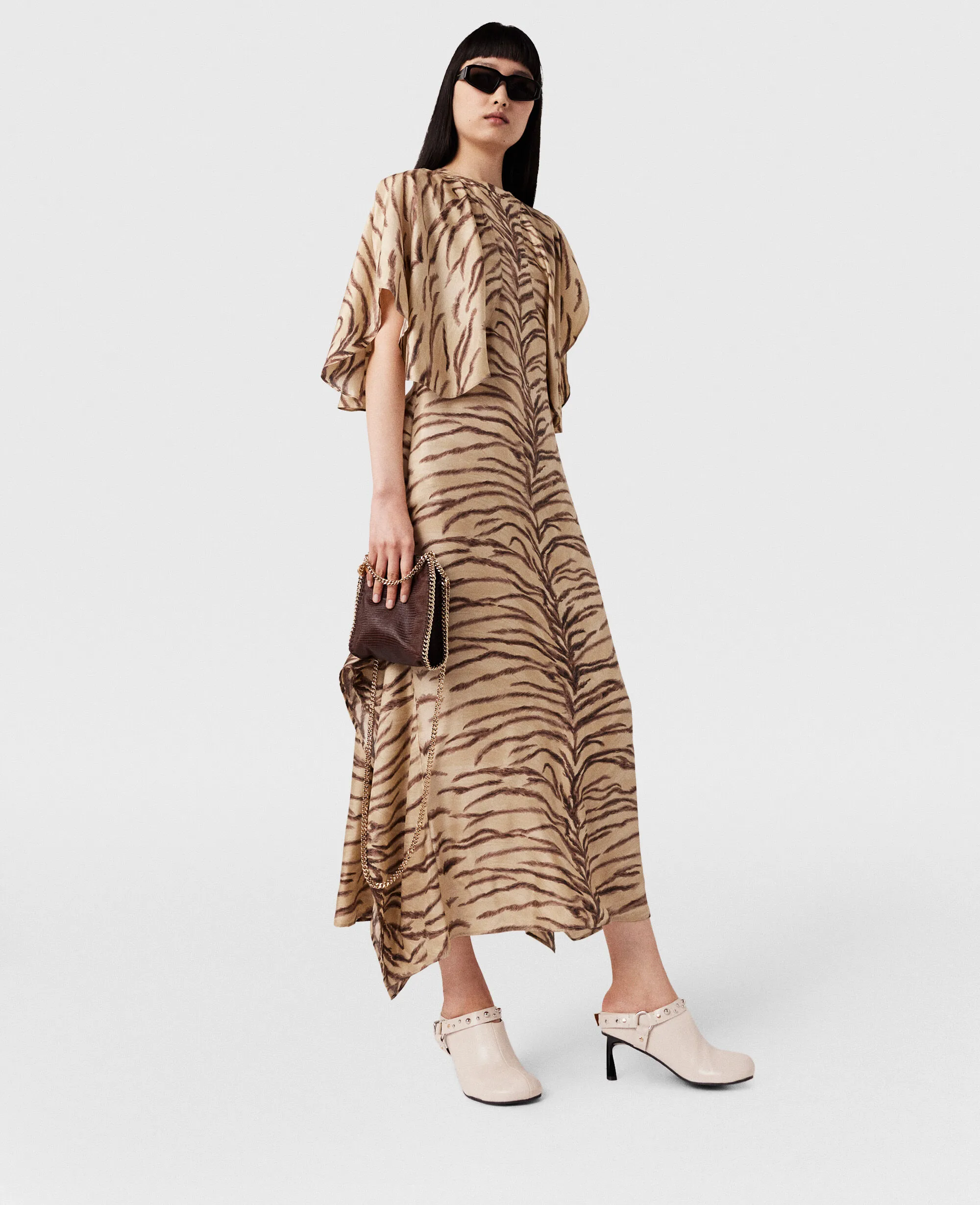 Tiger Print Puff Sleeve Maxi Dress