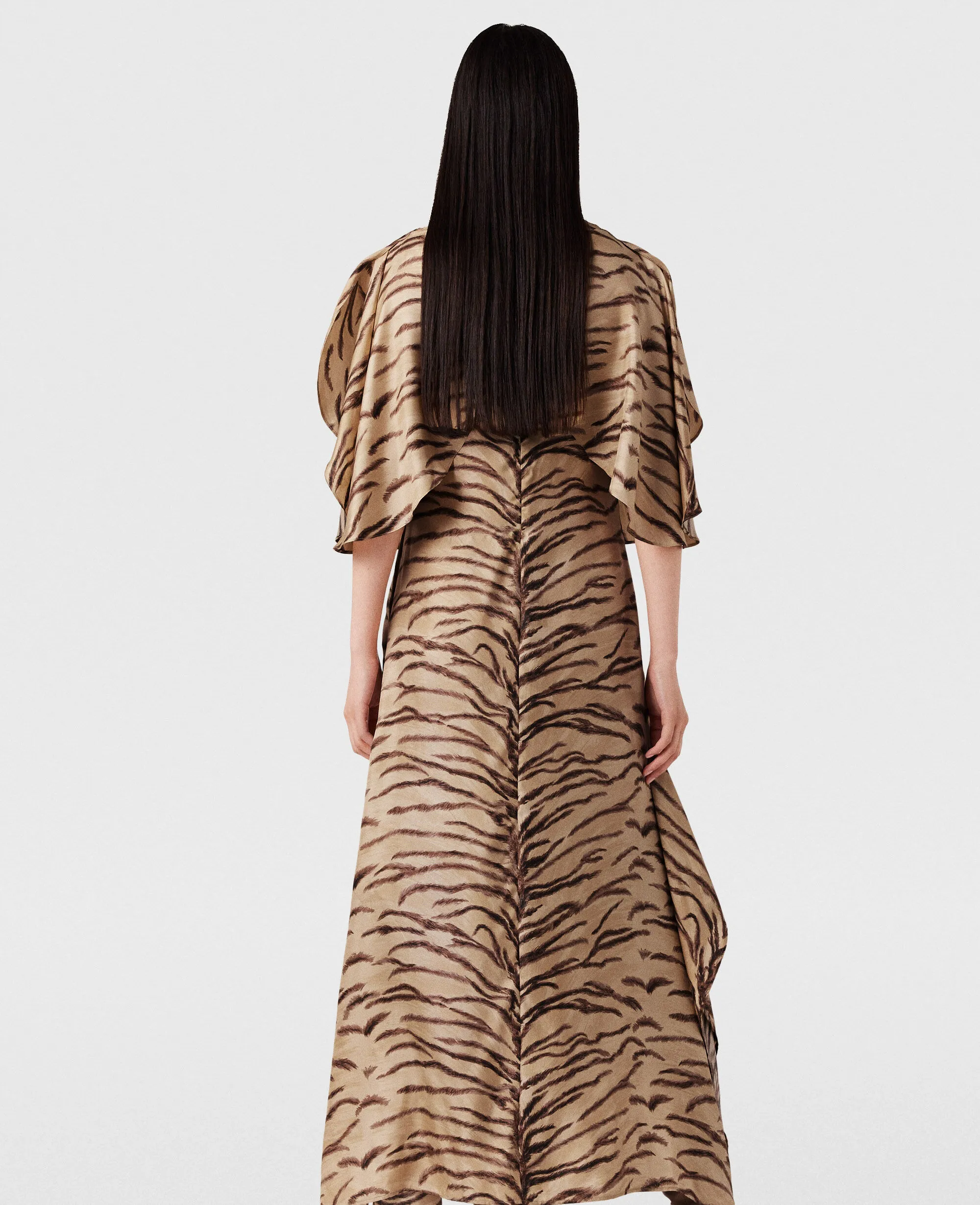 Tiger Print Puff Sleeve Maxi Dress