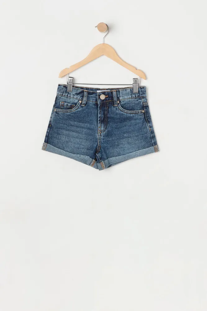 Urban Kids Girls Mom High-Rise Dark Wash Short