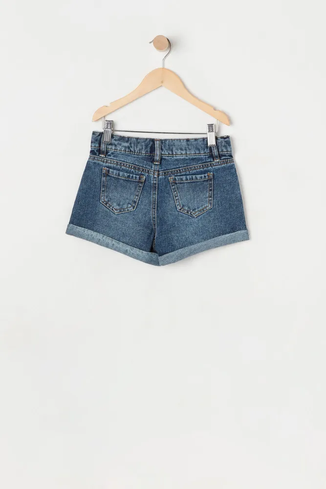 Urban Kids Girls Mom High-Rise Dark Wash Short