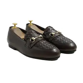 Windsorian - Men's Dark Brown Calf And Hand Woven Leather Loafer