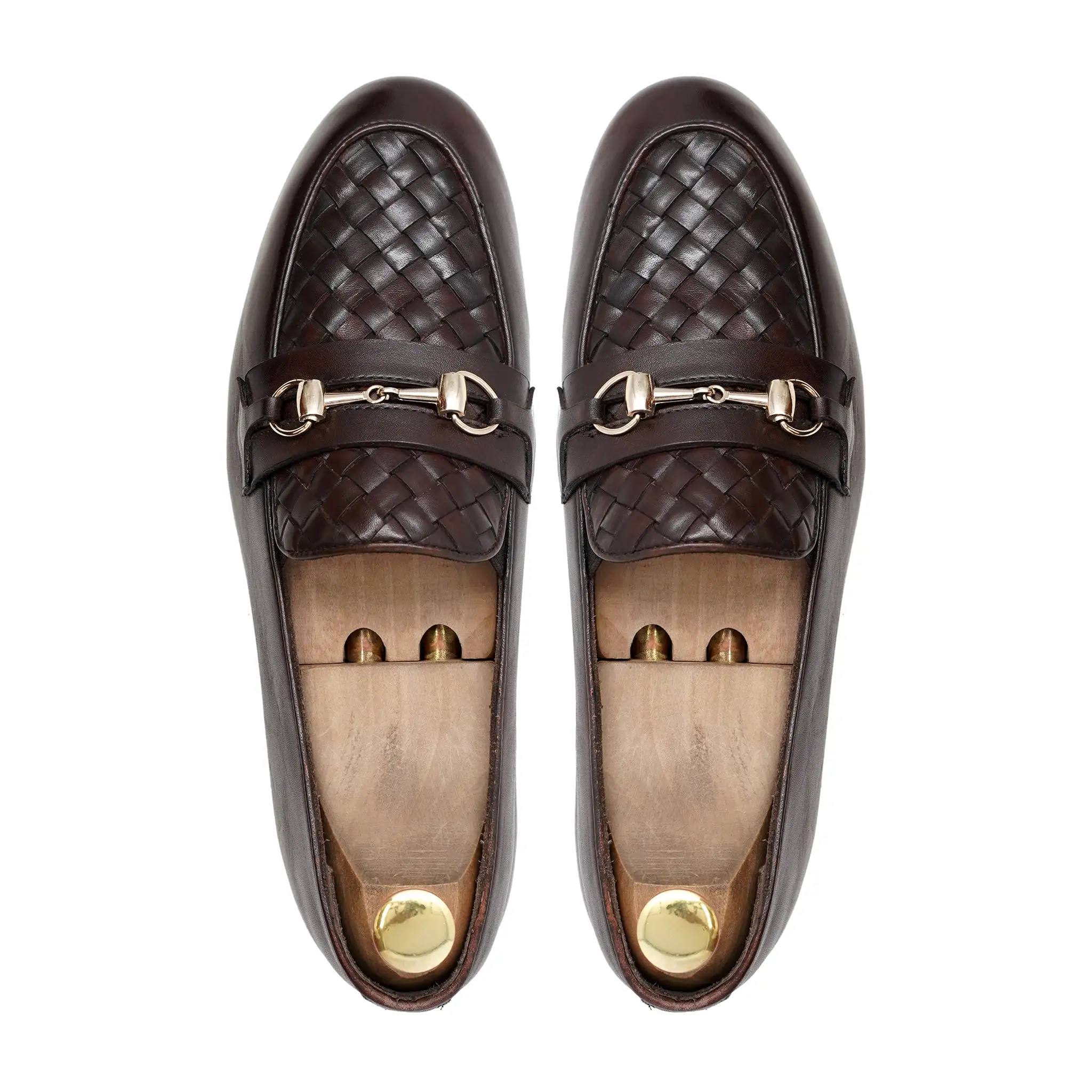 Windsorian - Men's Dark Brown Calf And Hand Woven Leather Loafer